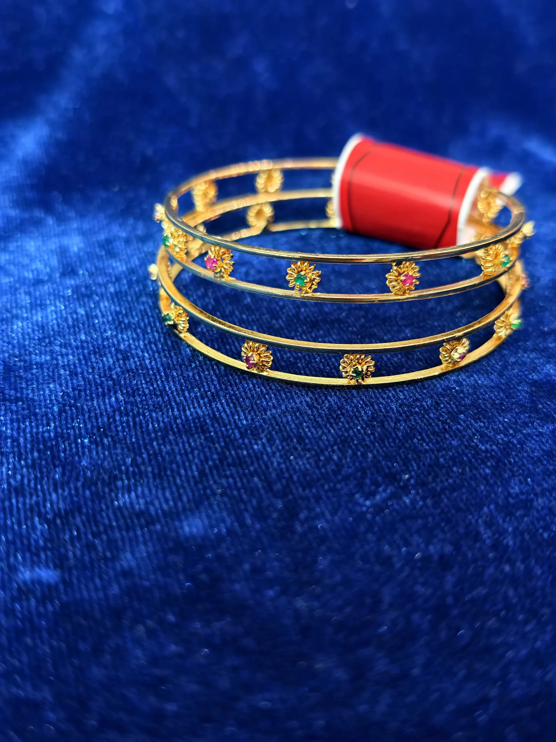 Floral Multicolour Micro-Gold Bangle