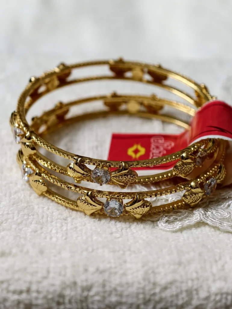 Crystal Charm Gold-Plated Bangles