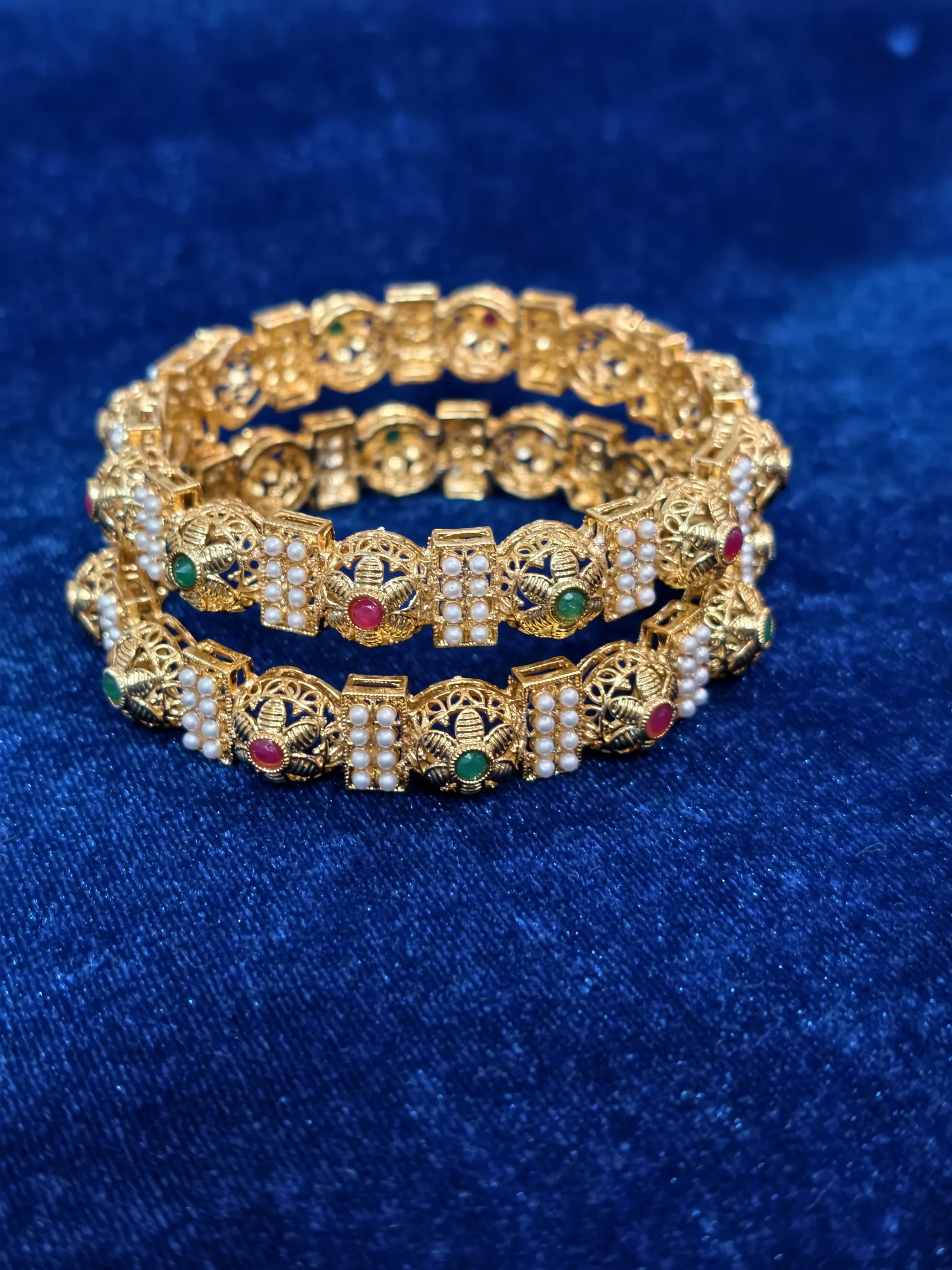 Multicolour Pearl Kada Bangles