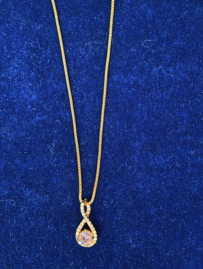 Pink Teardrop Pendant chain
