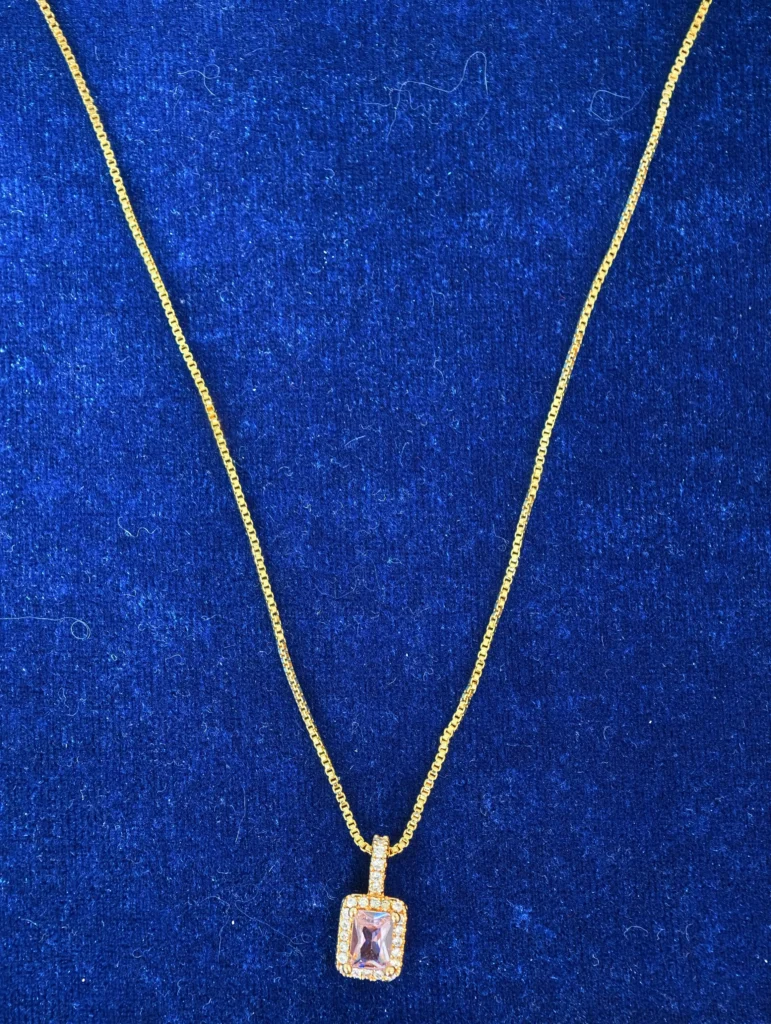 Pink Rectangular Pendant Chain