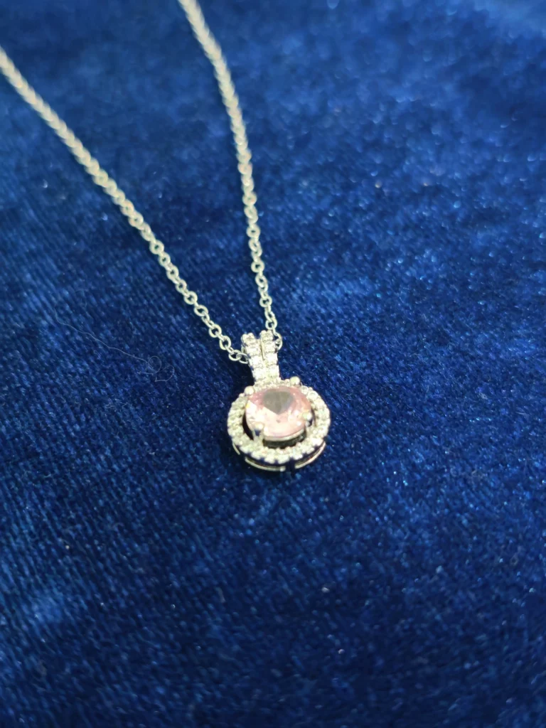 Pink Halo Round Pendant Chain