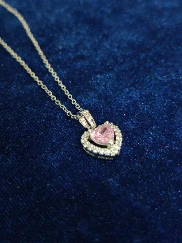 Pink Heart Pendant Chain
