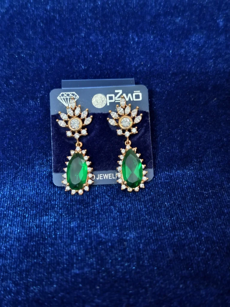 Emerald Green Crystal Teardrop Earrings
