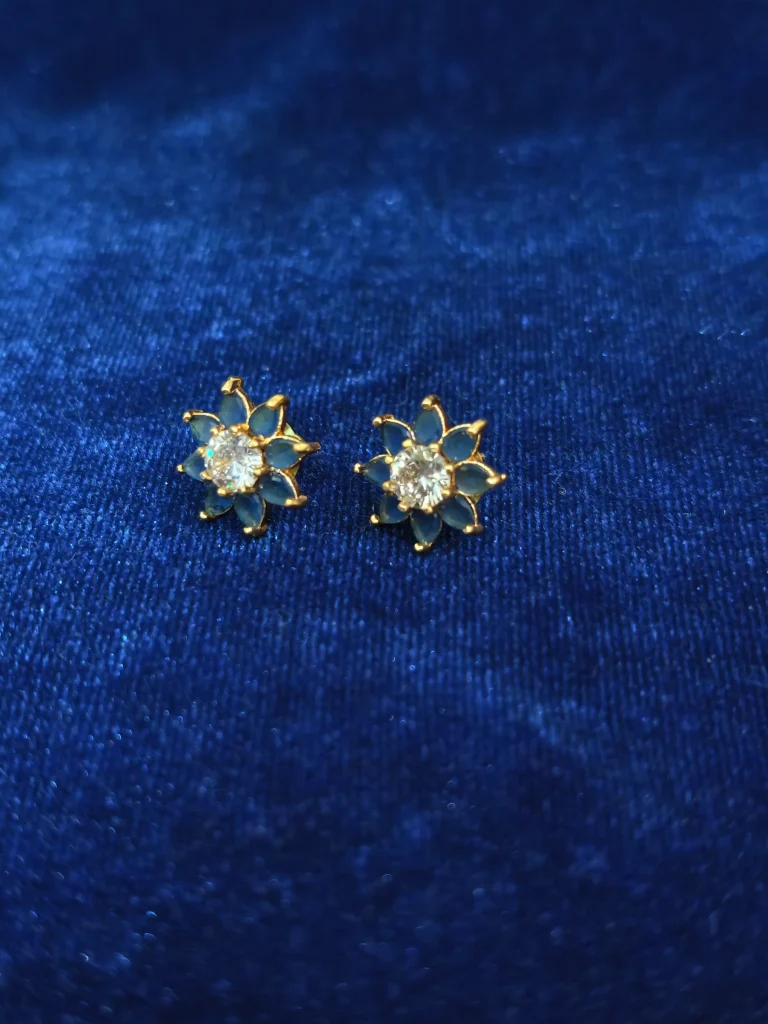 Blue Petal Floral Stud Earrings