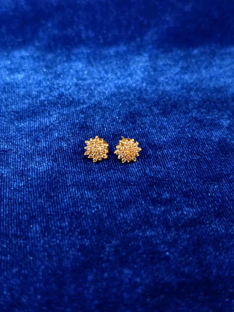 Golden Crystal Floral Stud Earrings