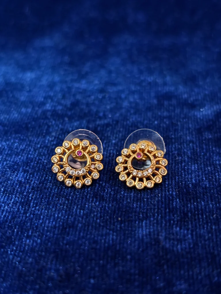 Ruby Accent Circular Stud Earrings