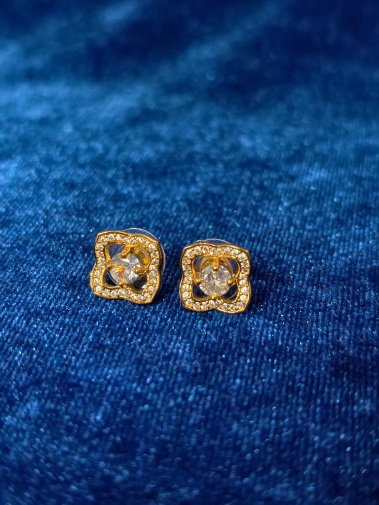 Crystal Square Halo Stud Earrings