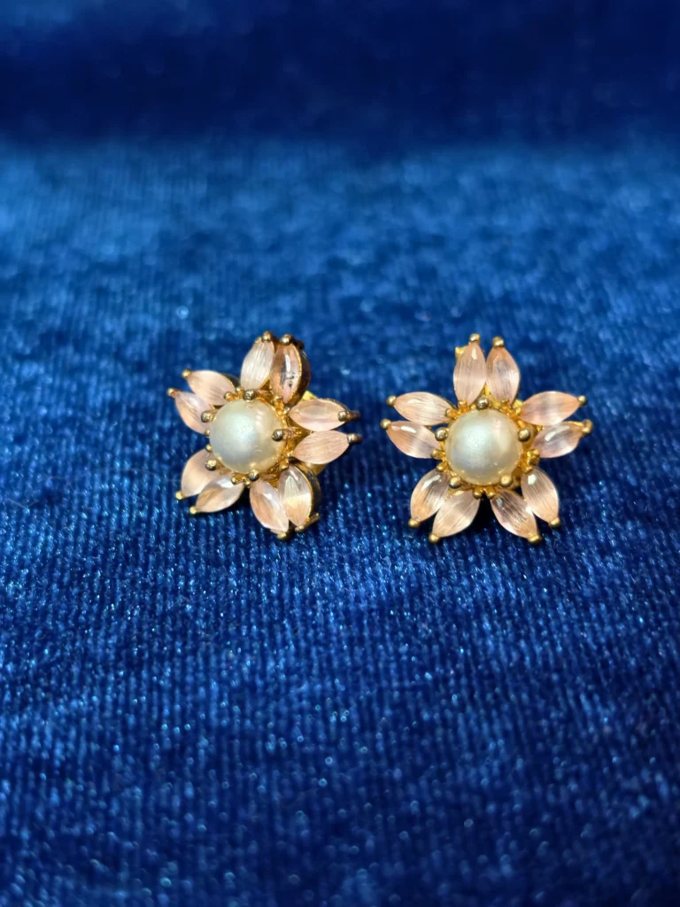 Pearl Petal Flower Stud Earrings
