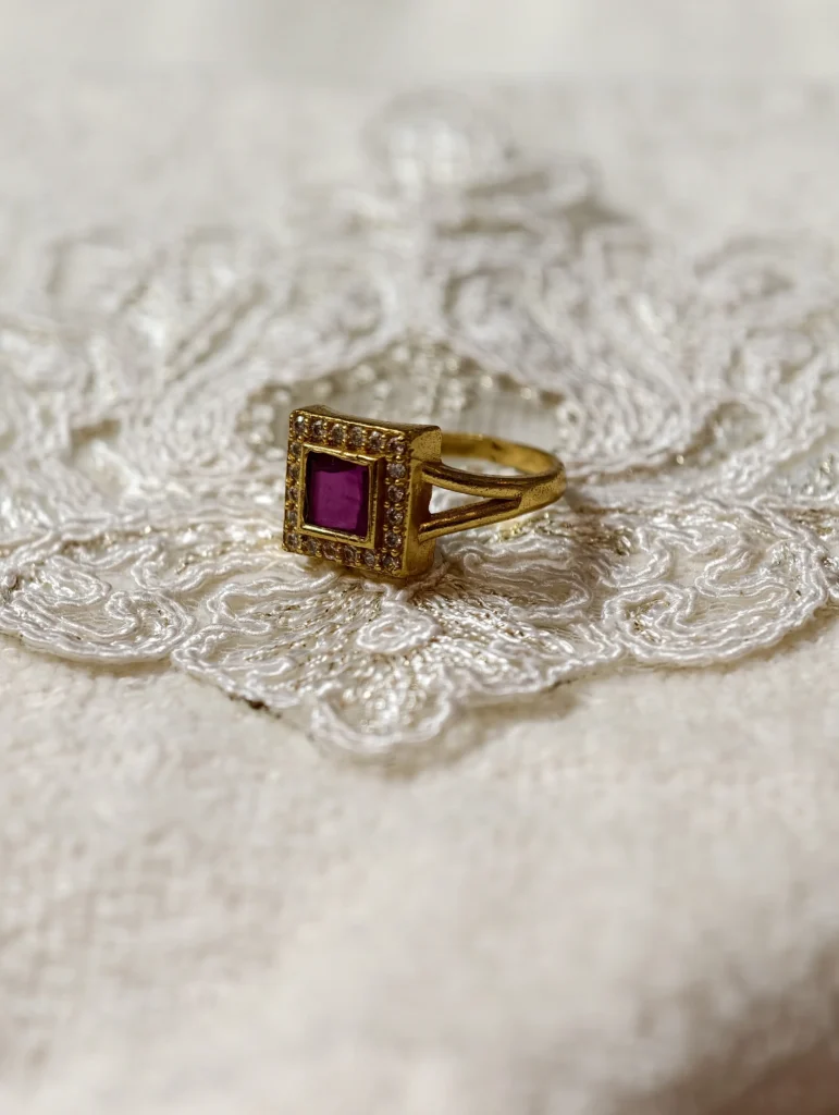 Ruby Floral Halo Ring
