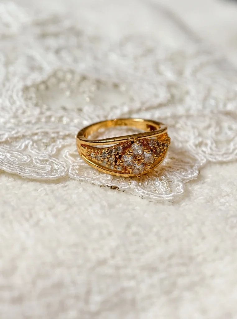 Golden Crystal Cluster Ring