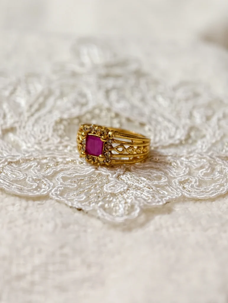 Ruby Square Halo Ring