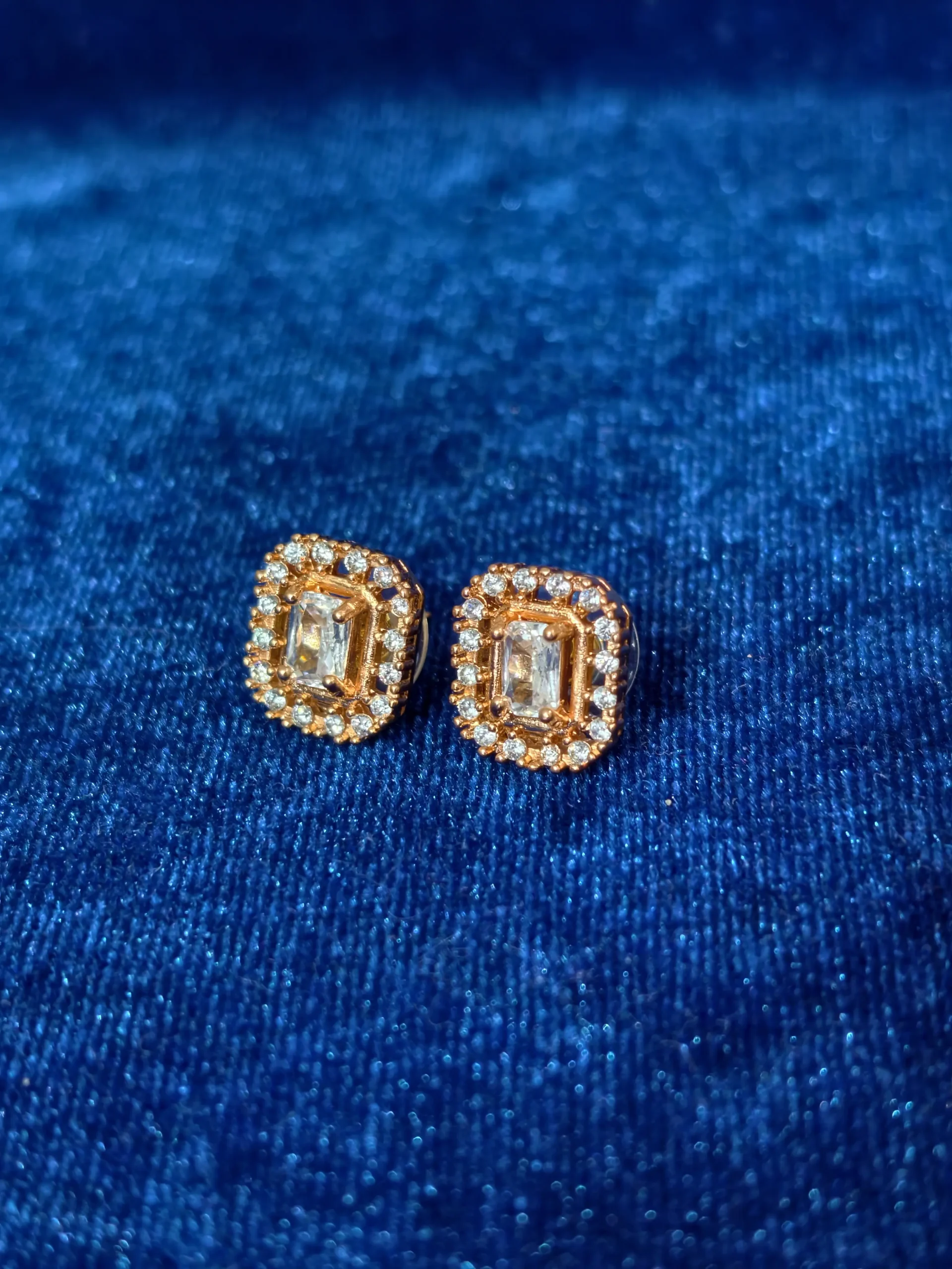 Emerald Halo Crystal Stud Earrings