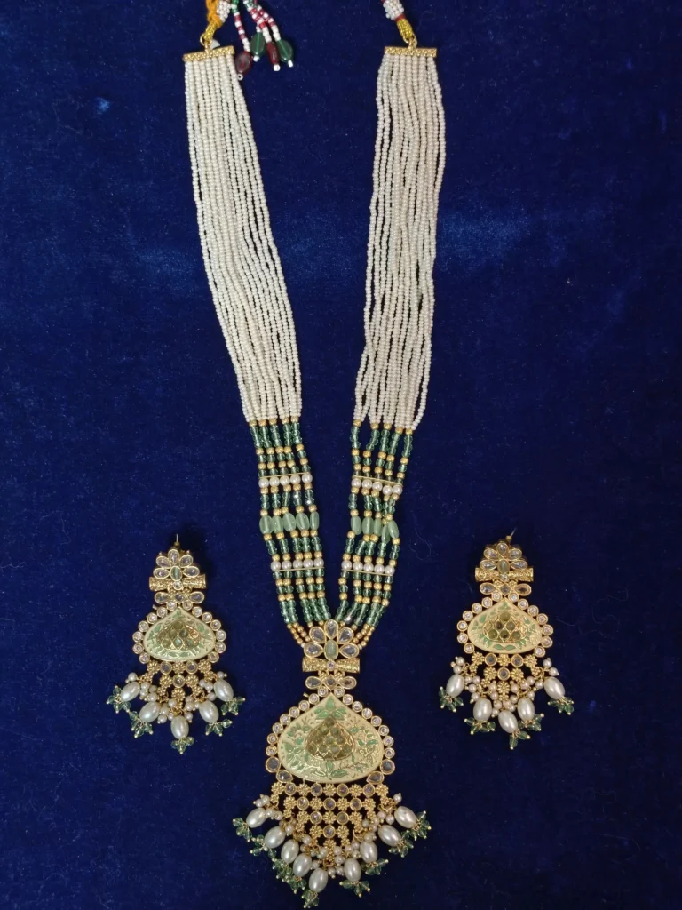 Green Stone Pearl Pendant Set