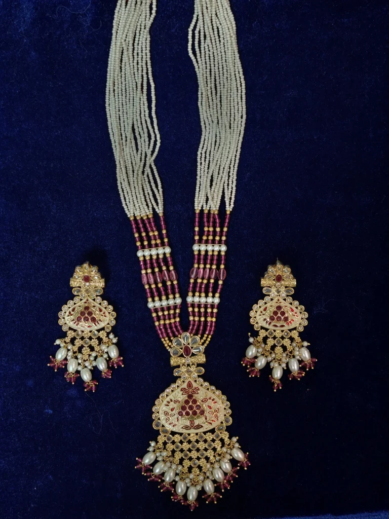 Ruby Pearl Traditional Pendant Set